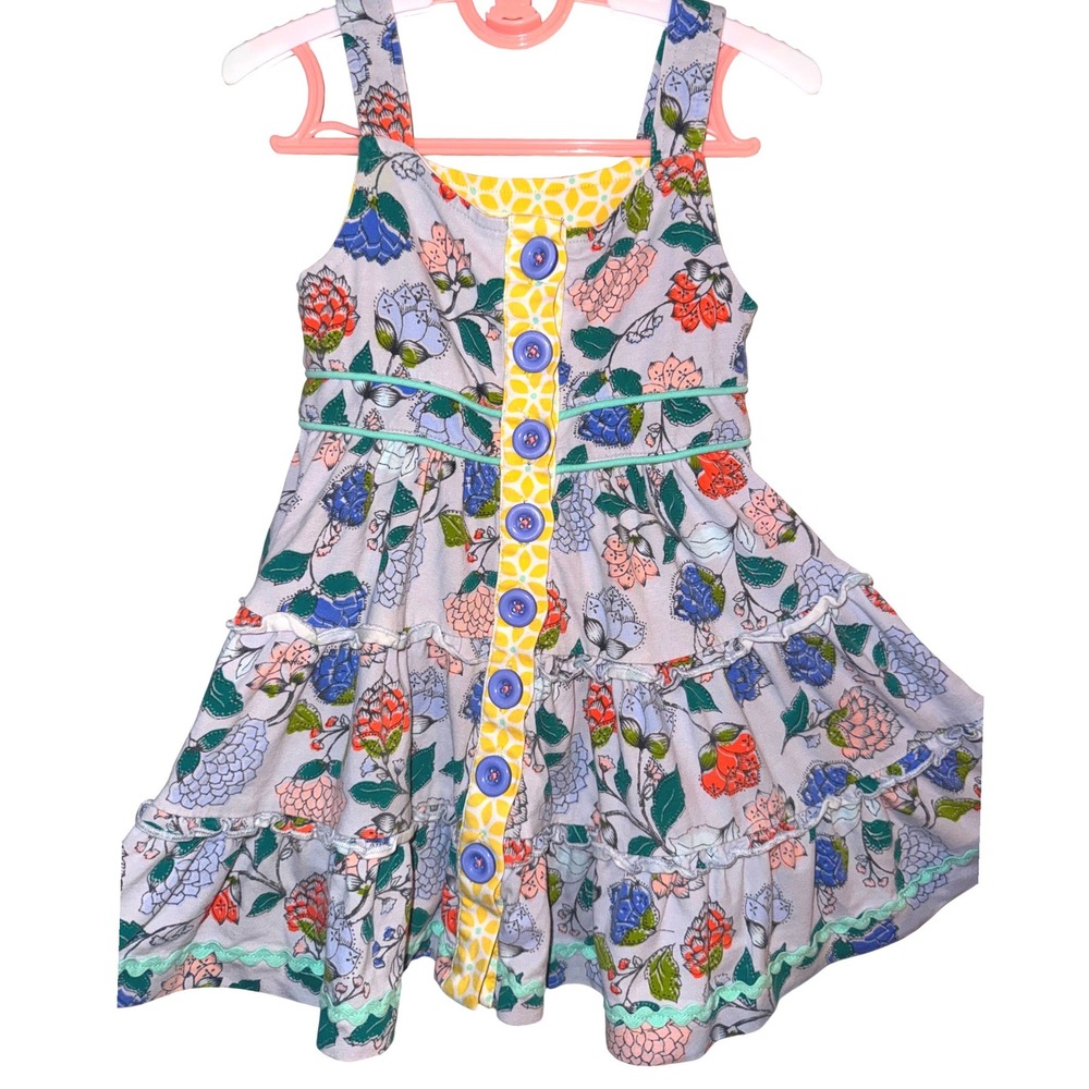 Matilda Jane The Adventure Begins Tag You're It Floral Tiered Ruffle Dress 2t